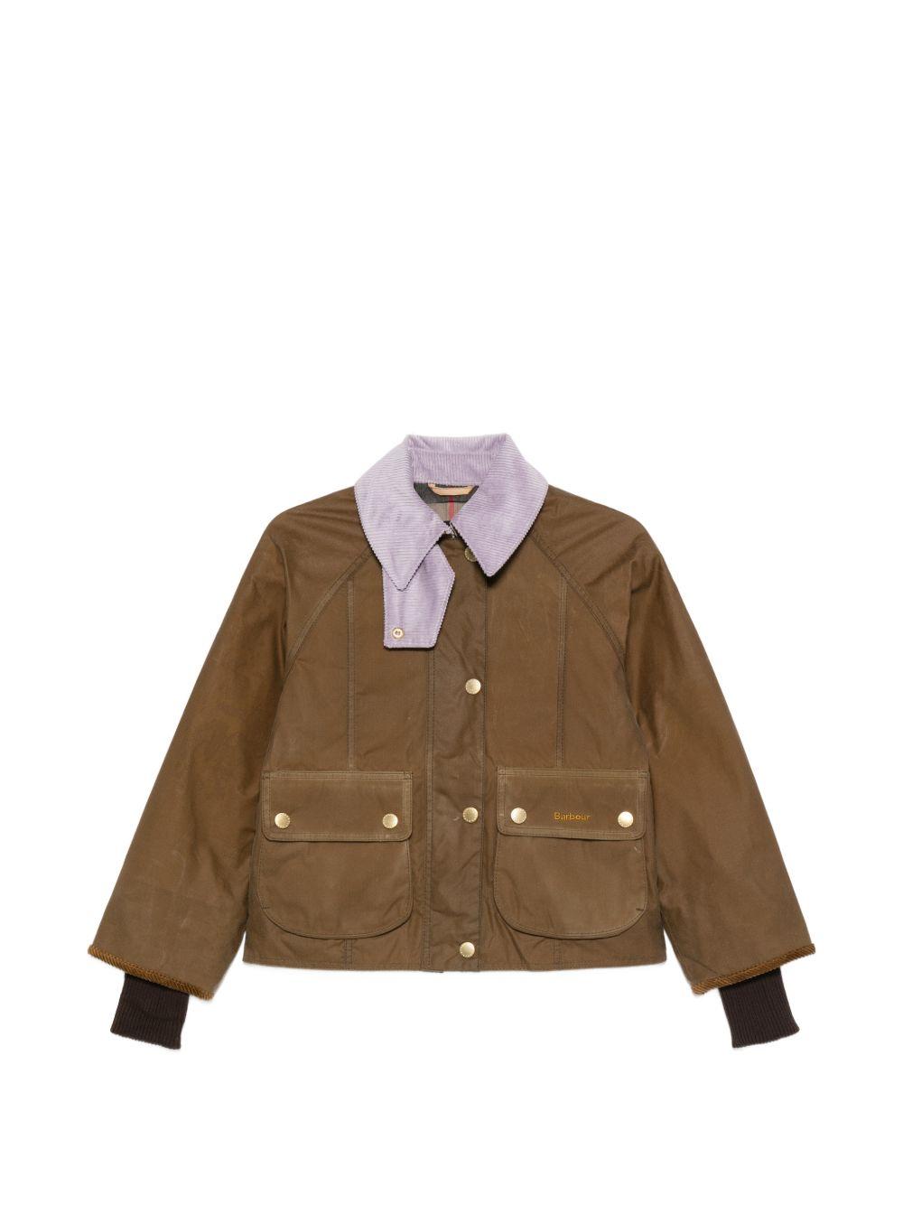 BARBOUR Giacca Beadnell marrone con collo a coste