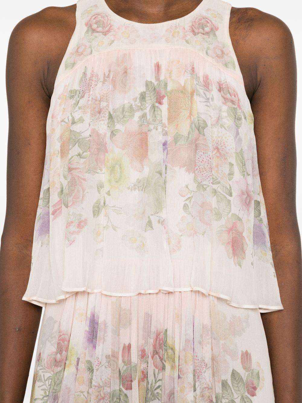 TWINSET Abito lungo rosa cipria con stampa floreale