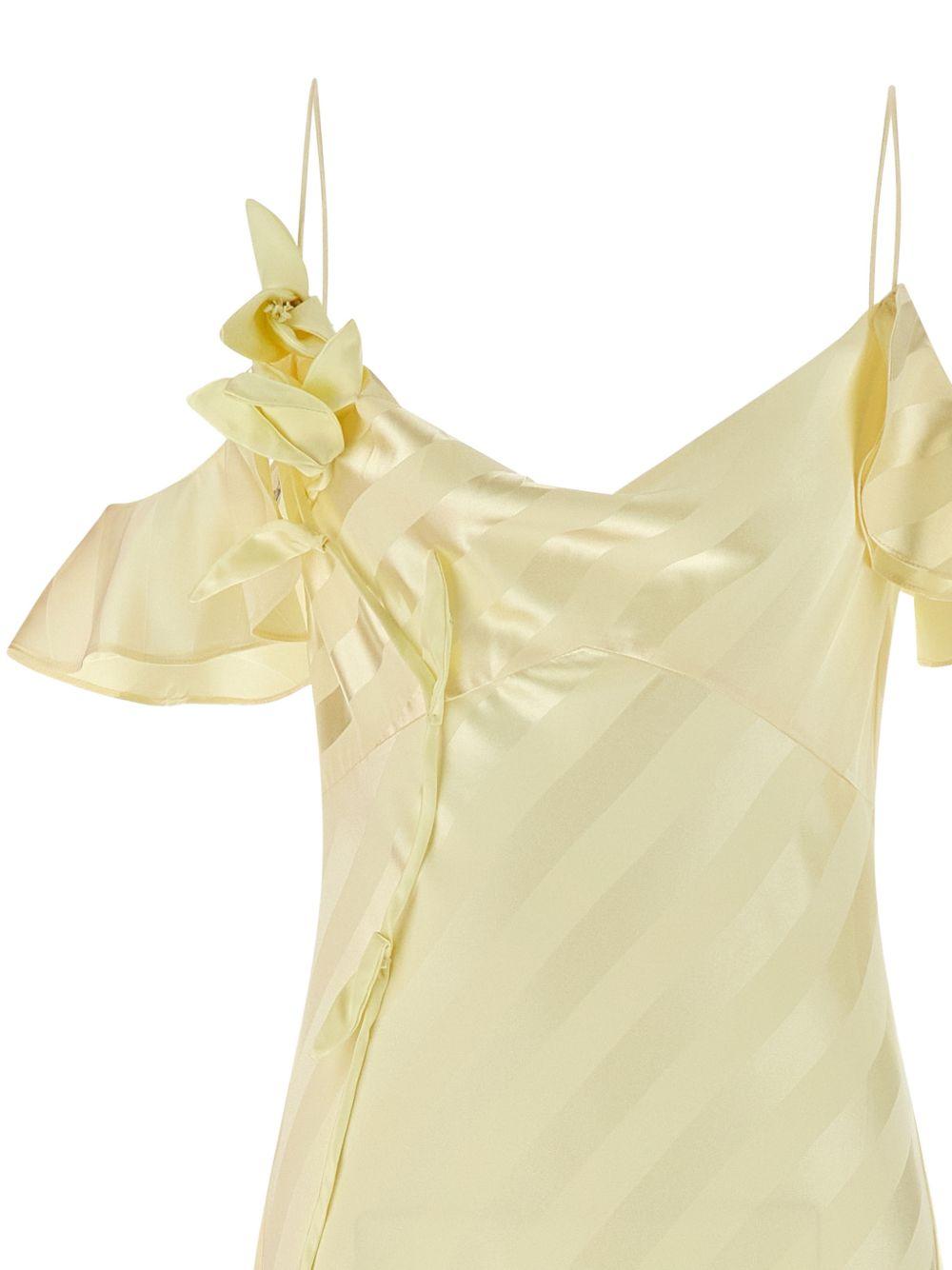 SELF PORTRAIT Abito lungo con rouches giallo