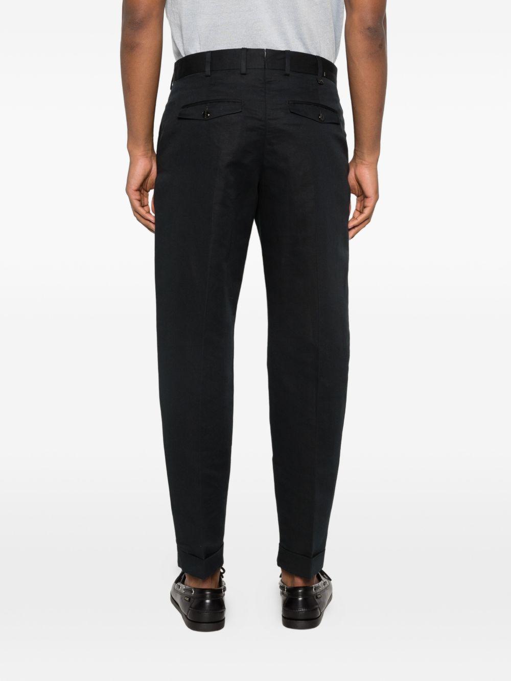 PT TORINO Pantaloni in lino misto cotone neri