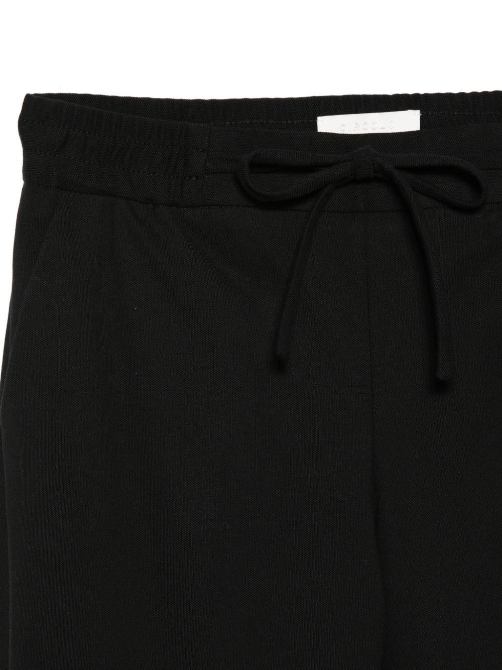 CIRCOLO 1901 Pantaloni in cotone elasticizzato nero con coulisse in vita