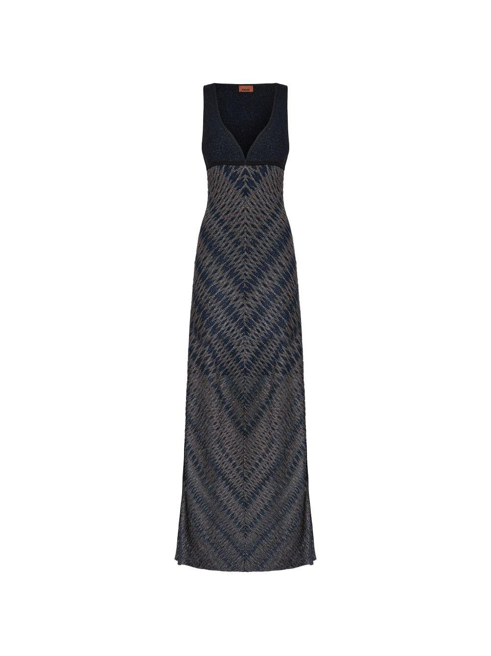 MISSONI Abito lungo blu con motivo a rombi