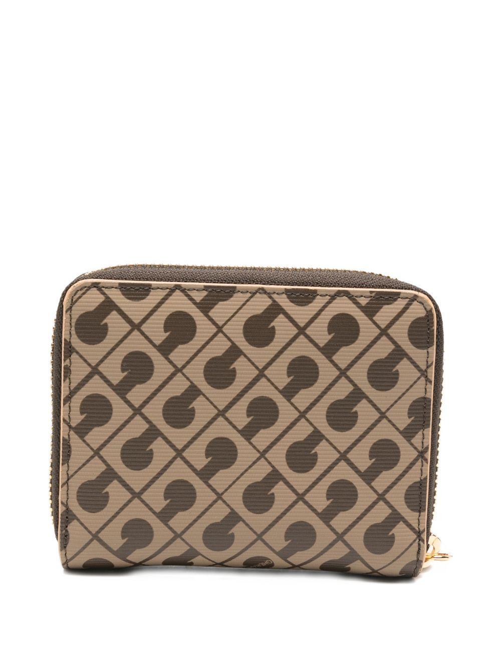 GHERARDINI Portafoglio marrone con logo all-over Millerighe Vacchetta
