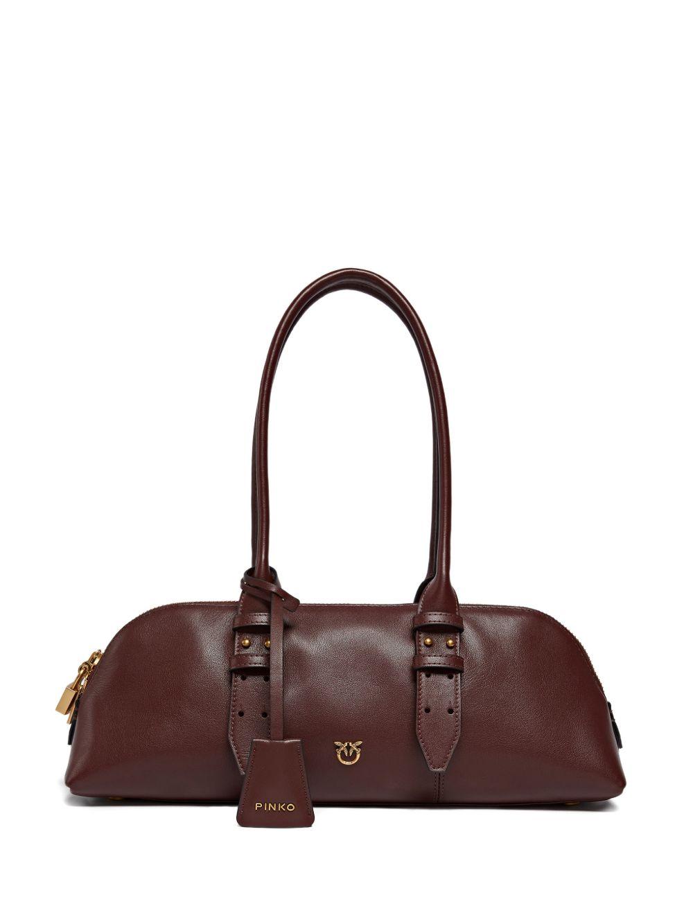 PINKO Borsa a mano in pelle bordeaux con fibbie