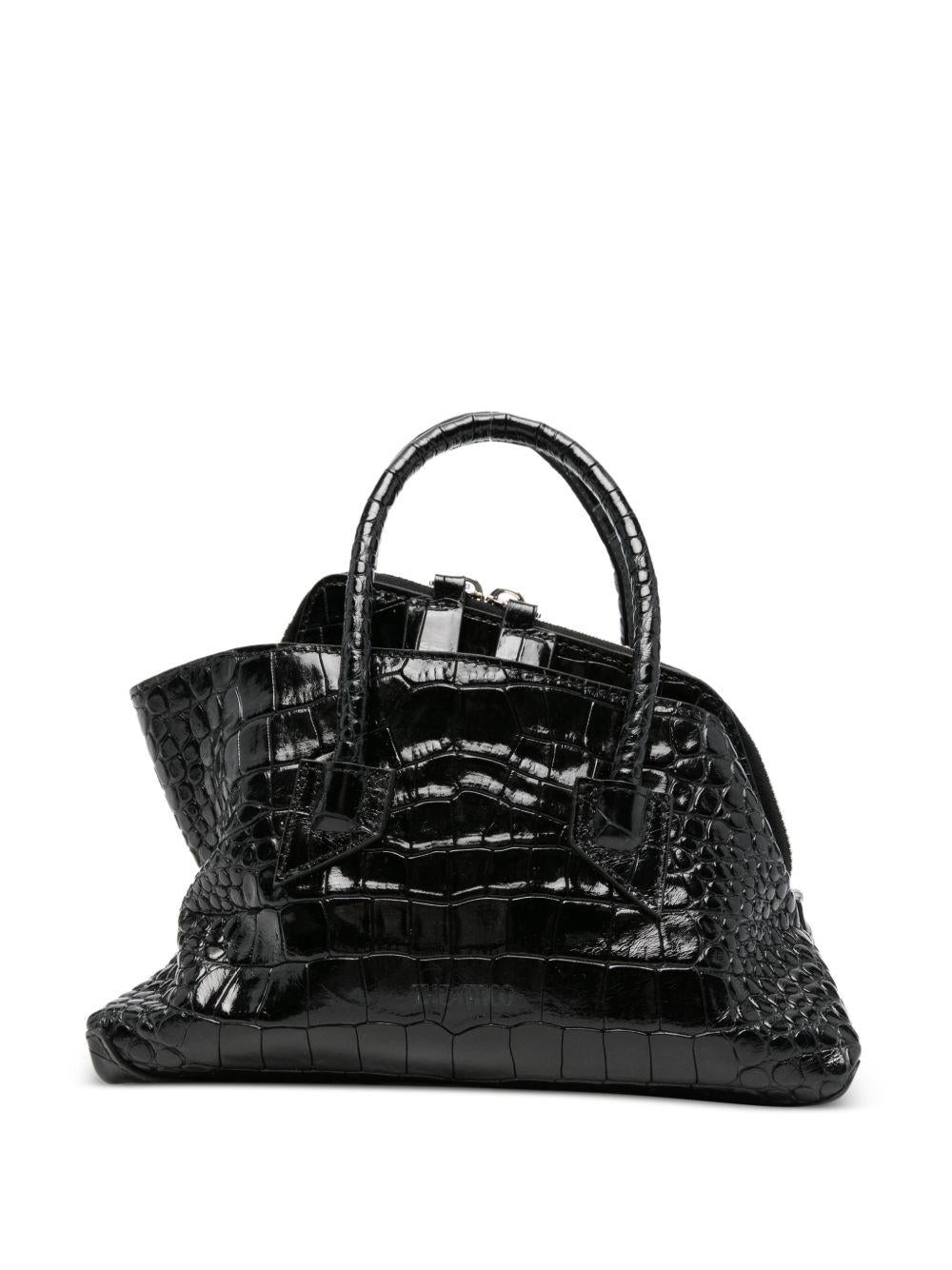 THE ATTICO Borsa a spalla La Passeggiata Mini nera lucida effetto cocco