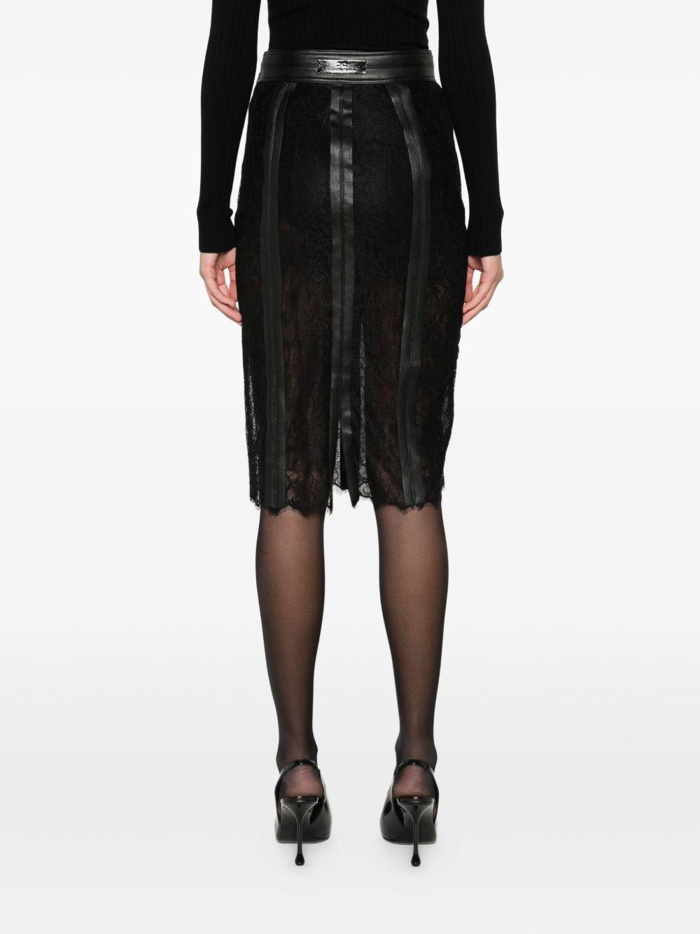 ELISABETTA FRANCHI Gonna in pizzo nero con logo