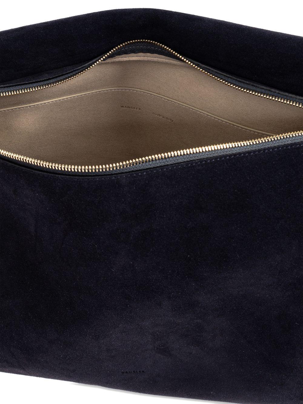 WANDLER Borsa a spalla Penelope in suede navy blu