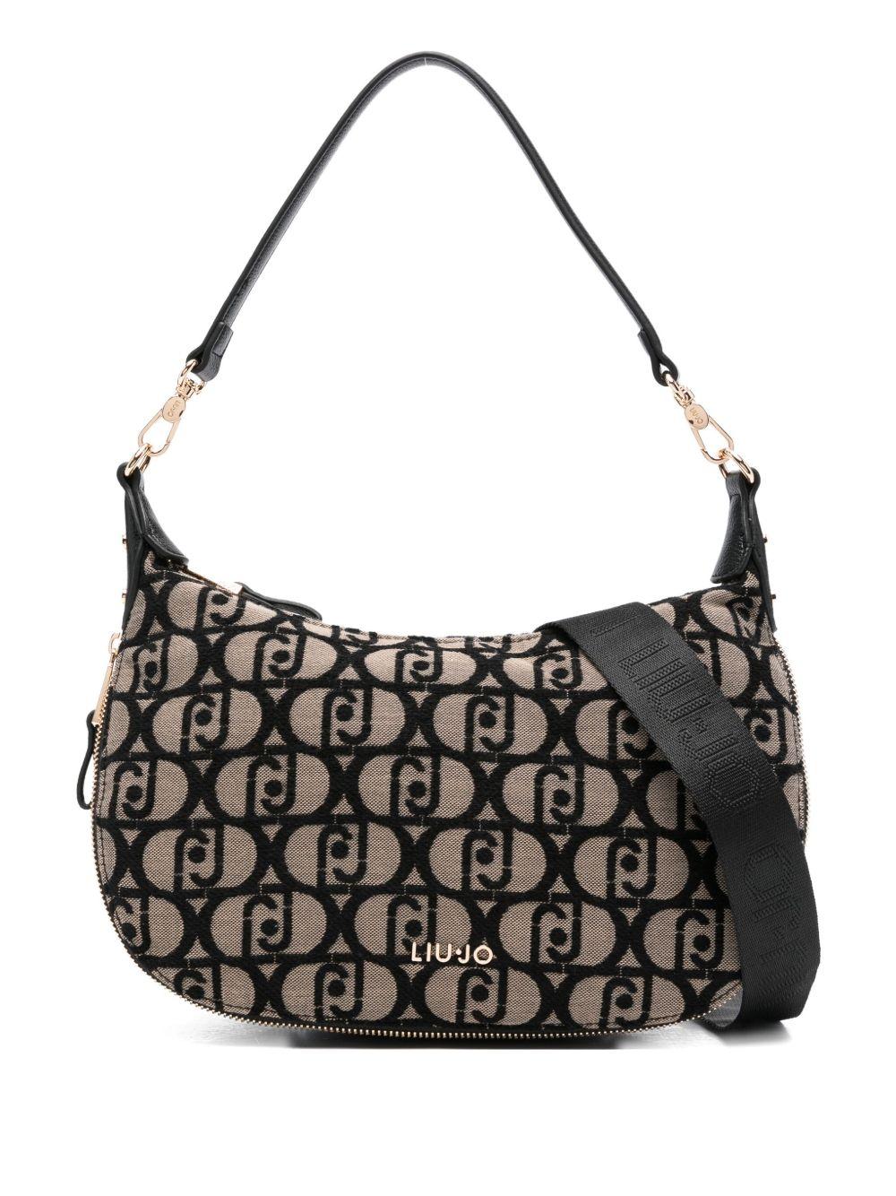 LIUJO Borsa a spalla beige con logo all-over