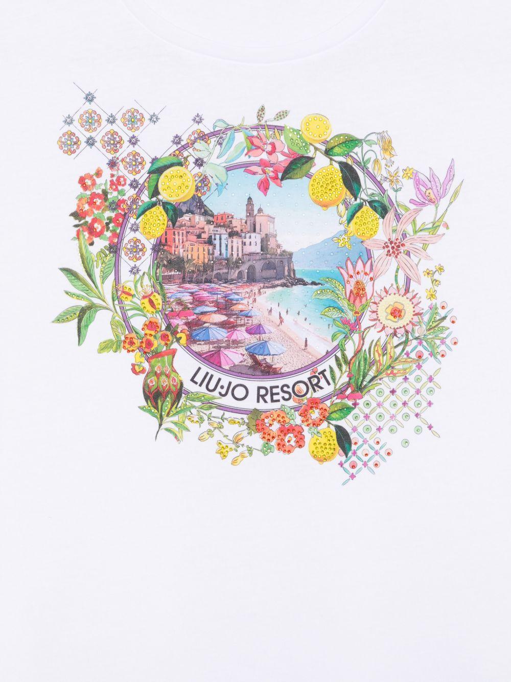 LIUJO T-shirt in cotone bianco con stampa