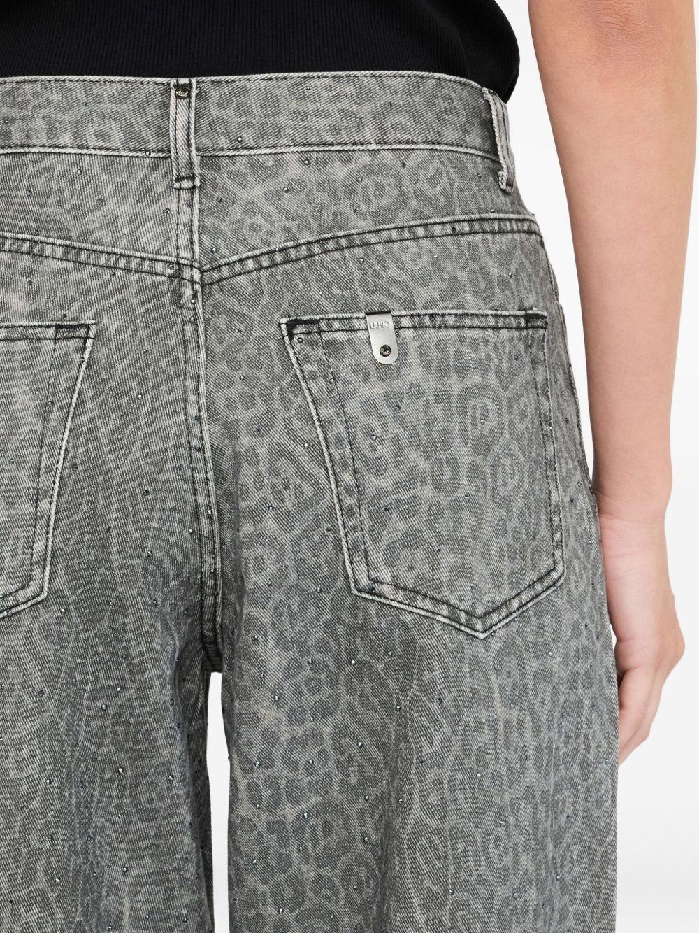 LIUJO Pantaloni grigi con stampa animalier
