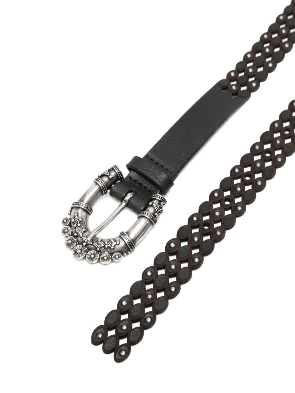 ORCIANI Cintura Stain con tagli geometrici e fibbia gotica nera