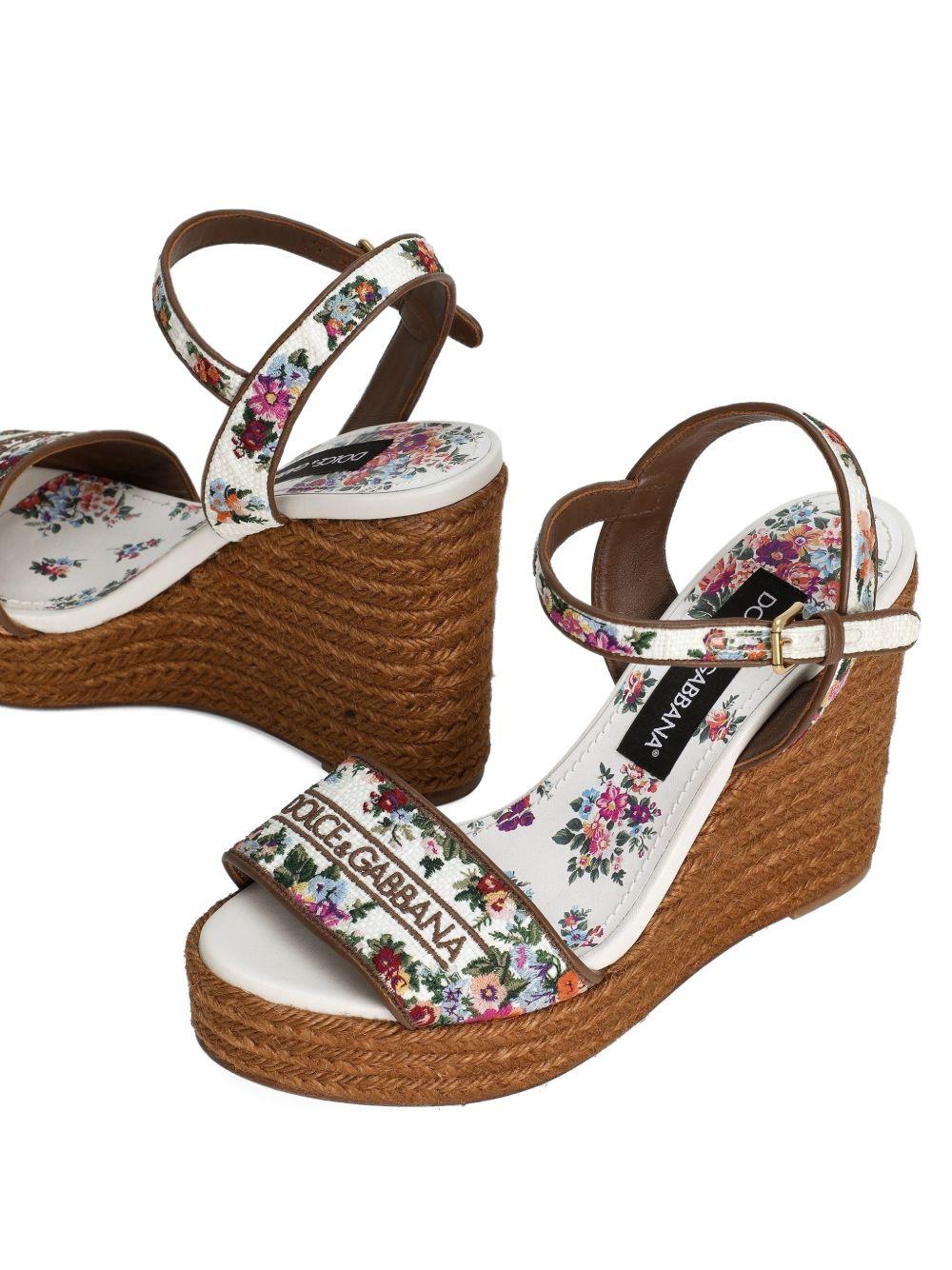 DOLCE e GABBANA Zeppe in rafia con stampa floreale