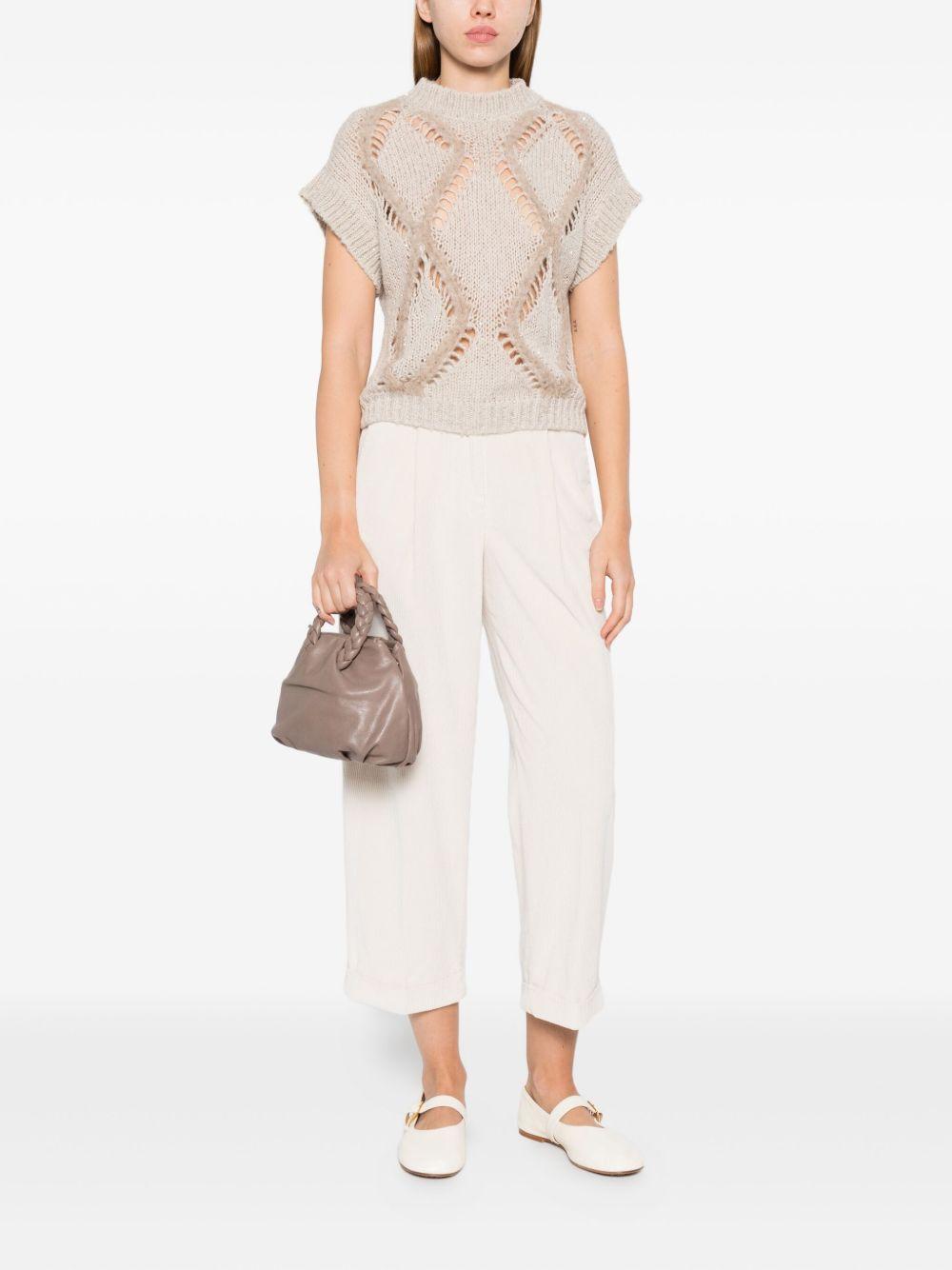 ANTONELLI Gilet beige con motivo a diamante e maglia aperta