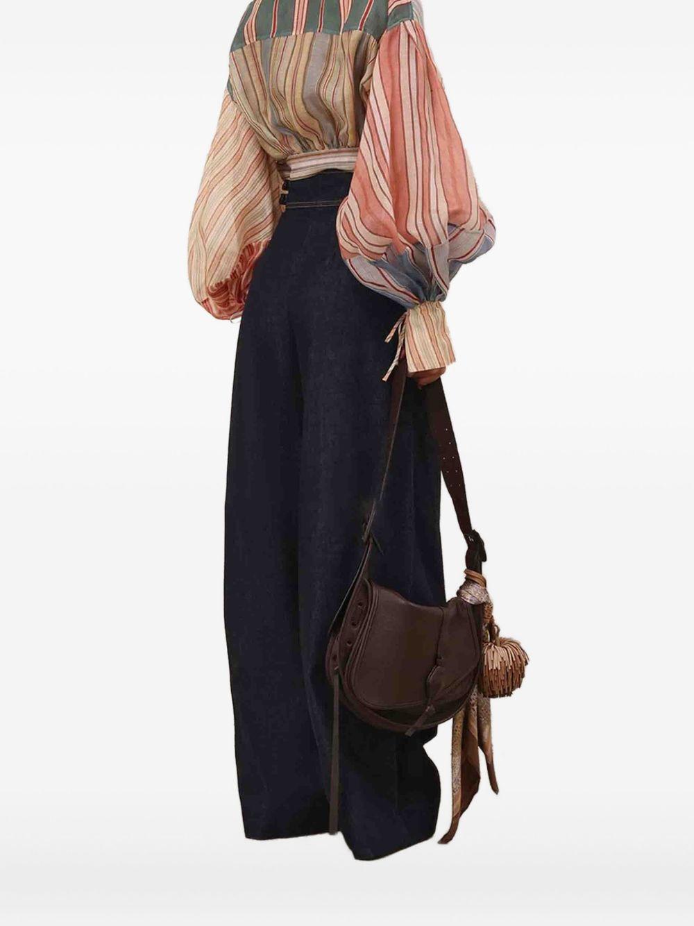 ZIMMERMANN Pantaloni blu effetto jeans a vita alta