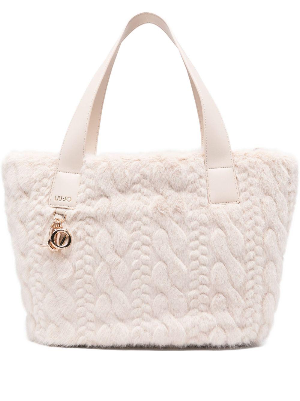 LIUJO Borsa a mano in pelliccia beige