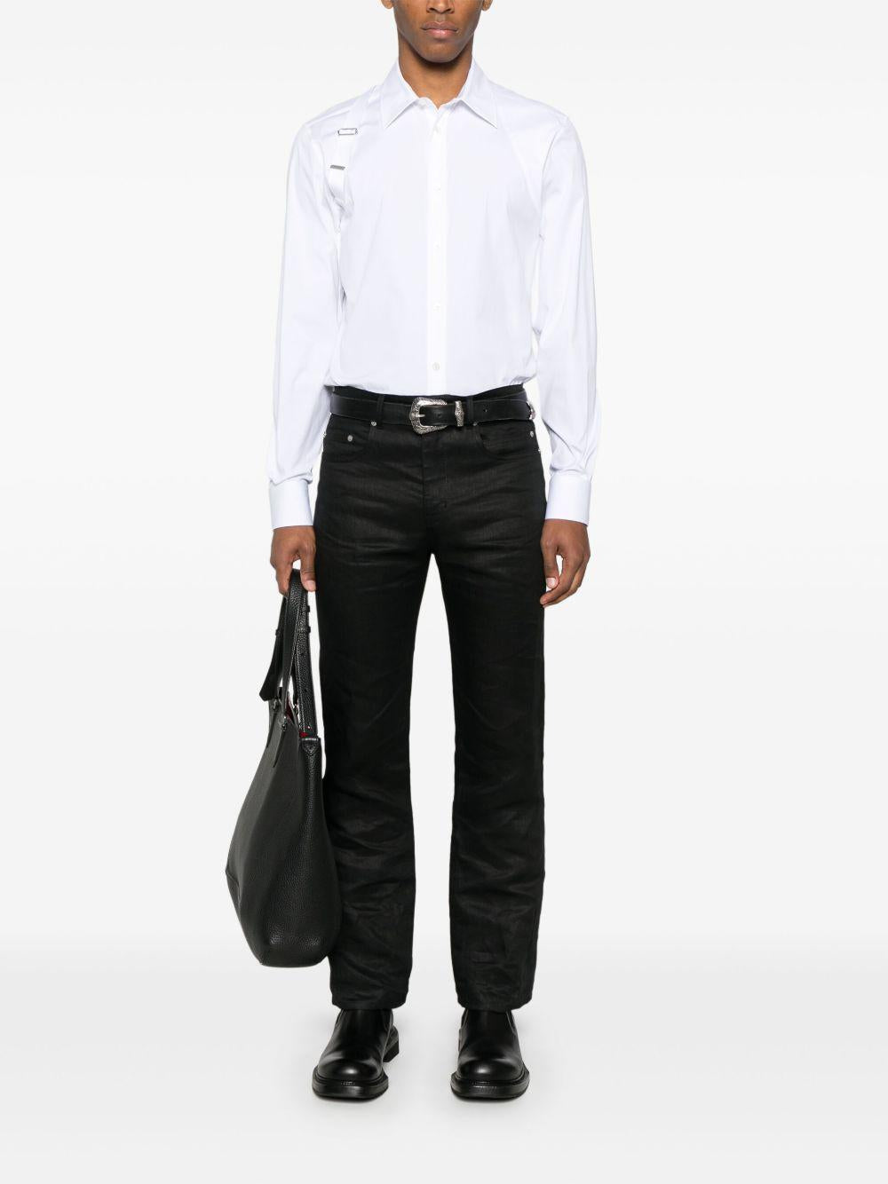 ALEXANDER McQUEEN Camicia 'Harness' con fibbia a T in bianco