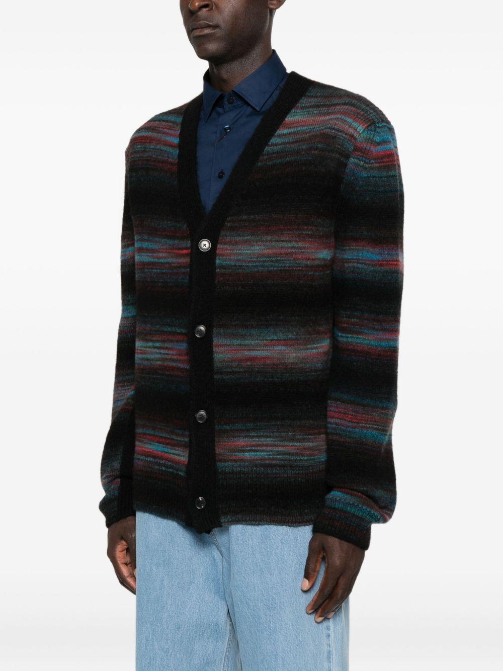PAUL SMITH Cardigan nero a righe con scolllo a V