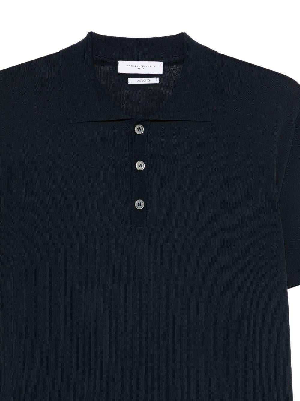 DANIELE FIESOLI Polo in cotone blu con bottoni