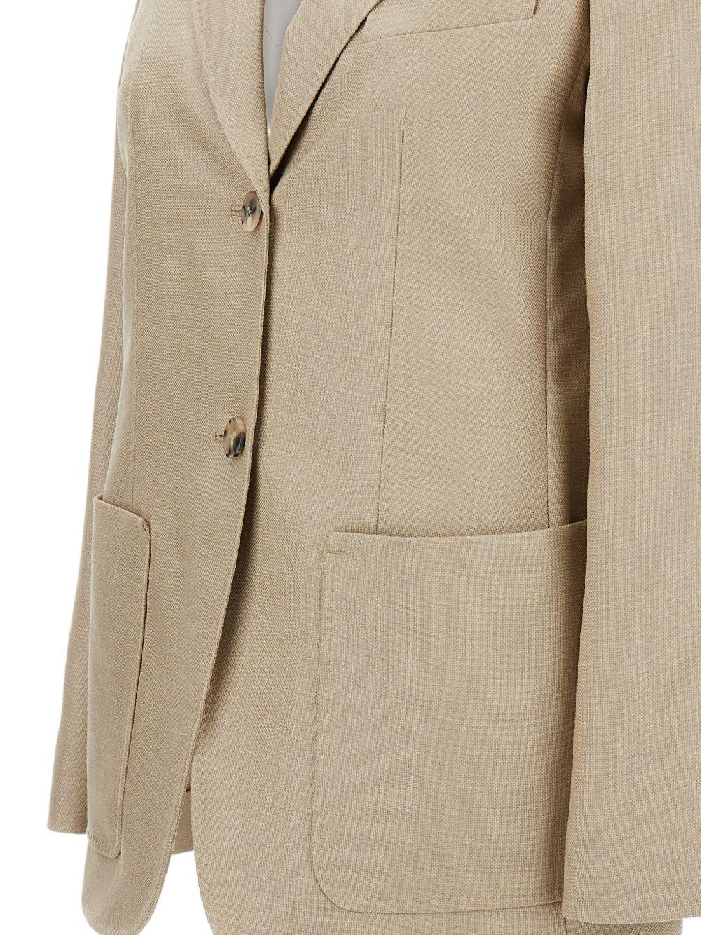 MAX MARA Giacca Pesche beige in lana e seta