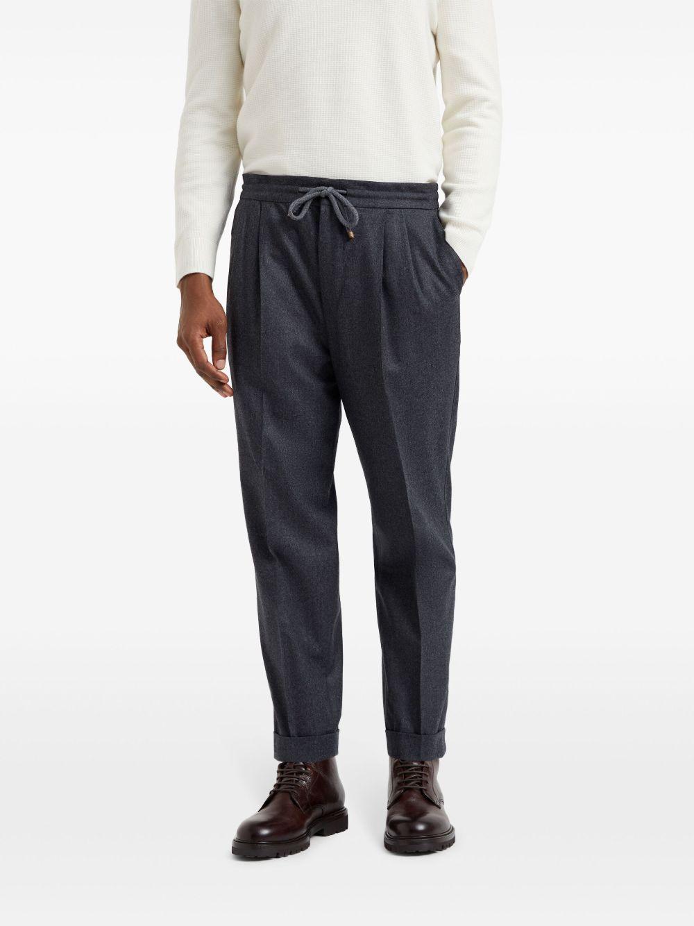 BRUNELLO CUCINELLI Pantalone in lana vergine grigio gessato