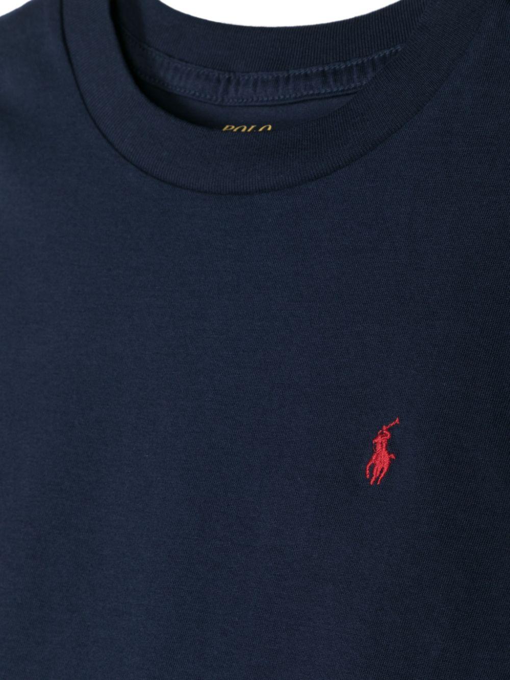 POLO RALPH LAUREN T-shirt in cotone blu con logo ricamato