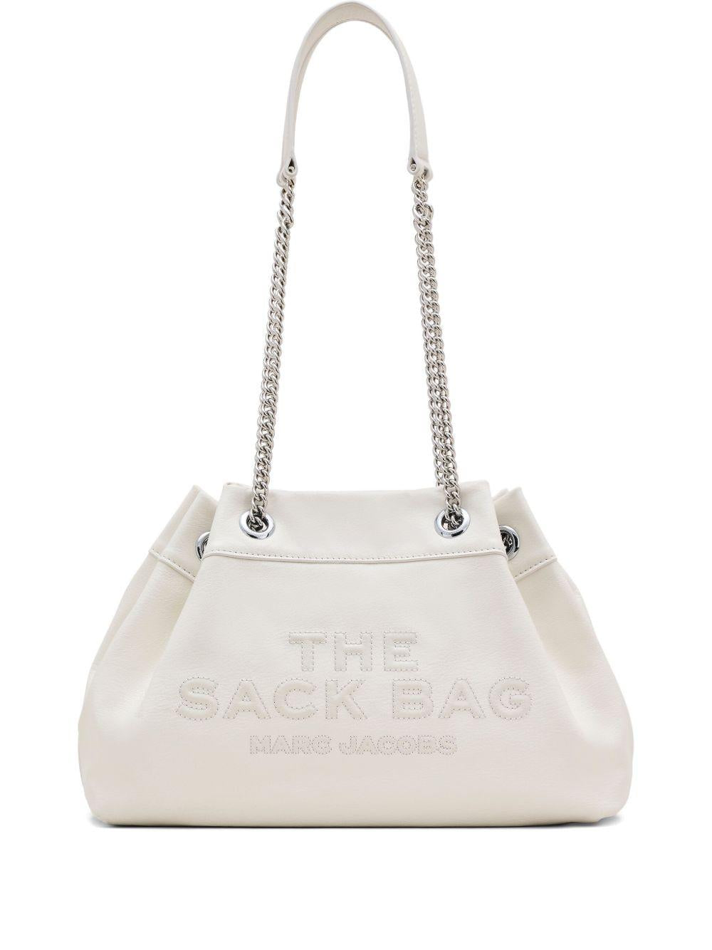 MARC JACOBS Borsa 'The Leather Chain Sack Bag' in pelle bianca