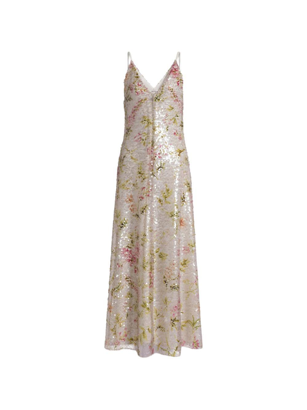ALBERTA FERRETTI Abito lungo con paillettes effetto floreale