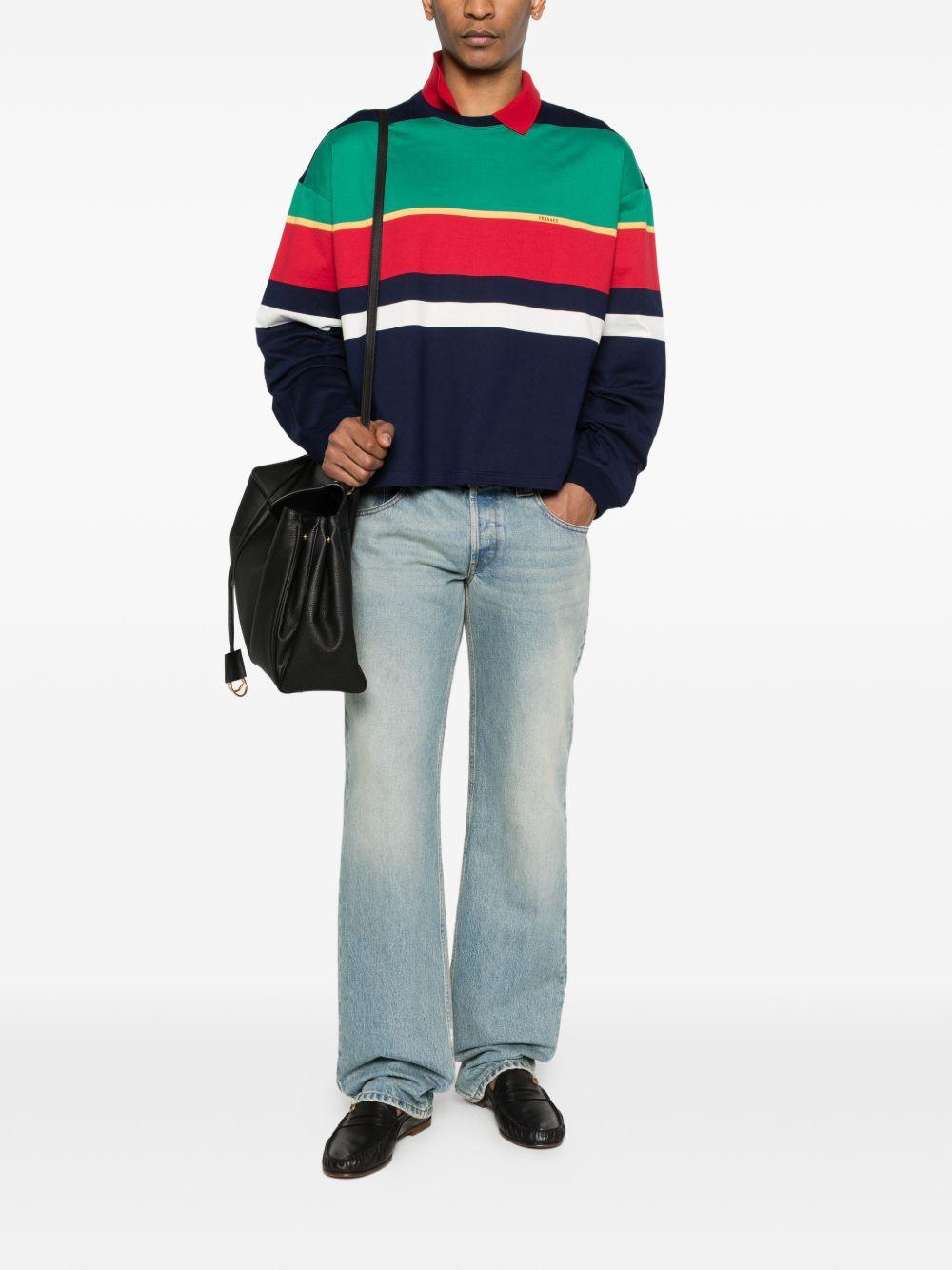 VERSACE Polo in cotone a righe colorate