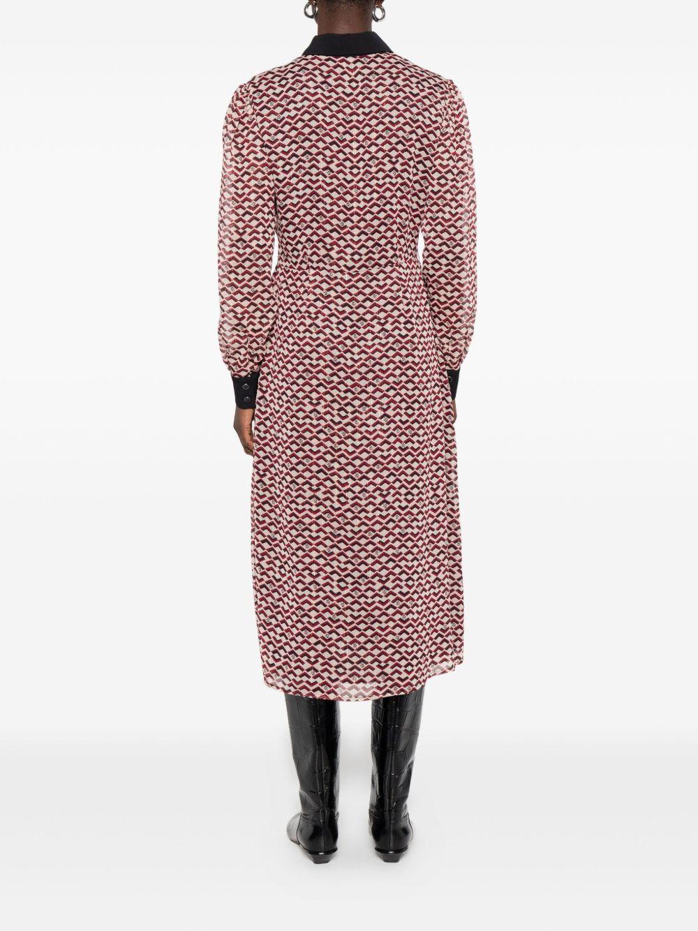 LIUJO Abito midi beige chiaro e rosso