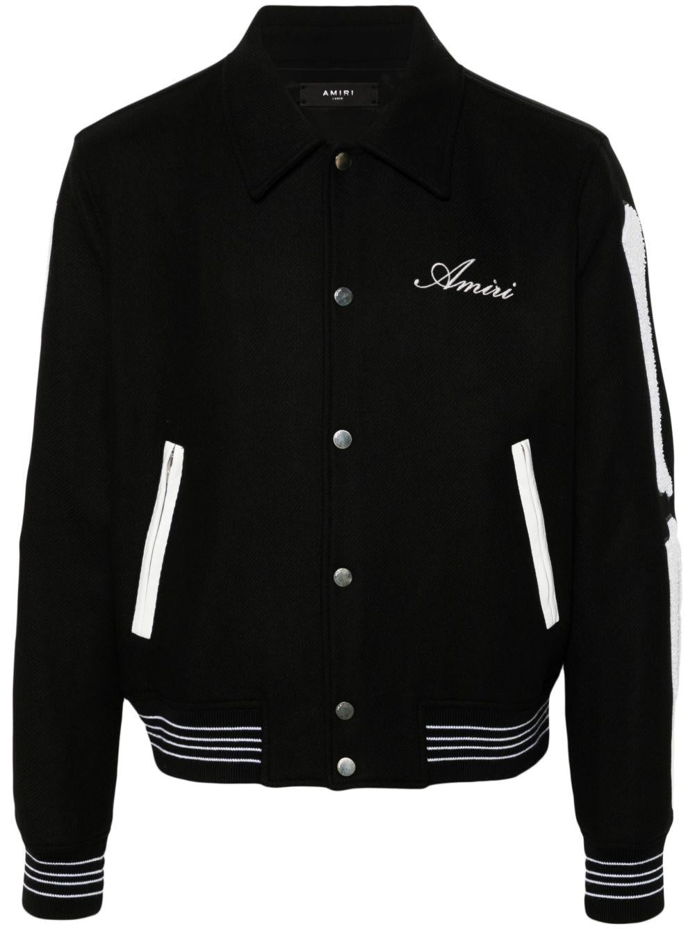 AMIRI Bomber Varsity Bones in lana con logo