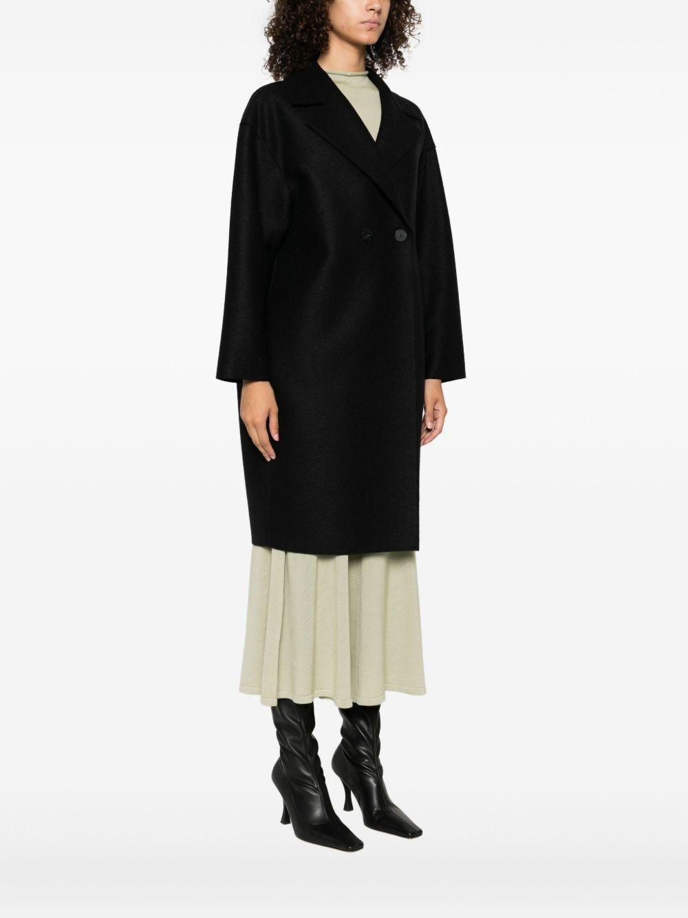 HARRIS WHARF LONDON Cappotto doppiopetto in lana nera