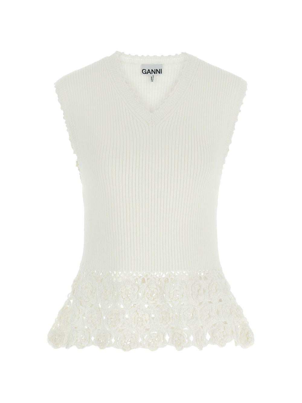 GANNI Top in maglia avorio