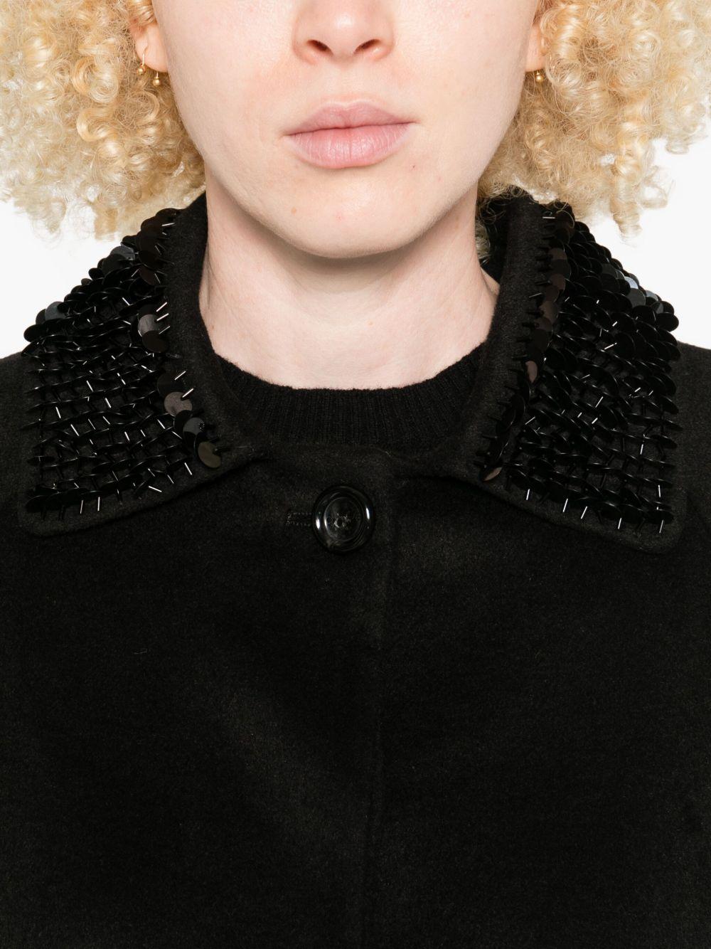 LIUJO Cappotto corto nero con colletto decorato