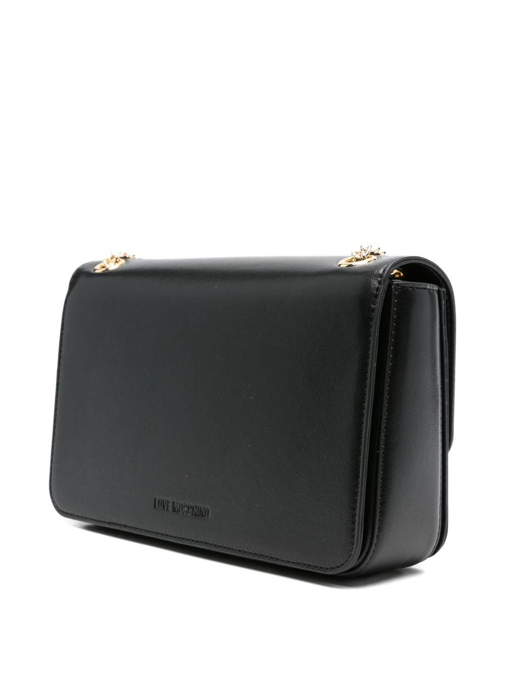 LOVE MOSCHINO Borsa a tracolla nera con placca a cuore