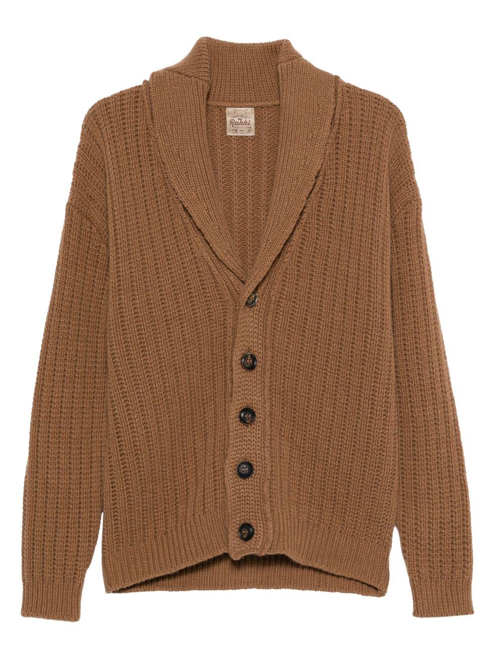 RAKKI Cardigan a coste color cammello