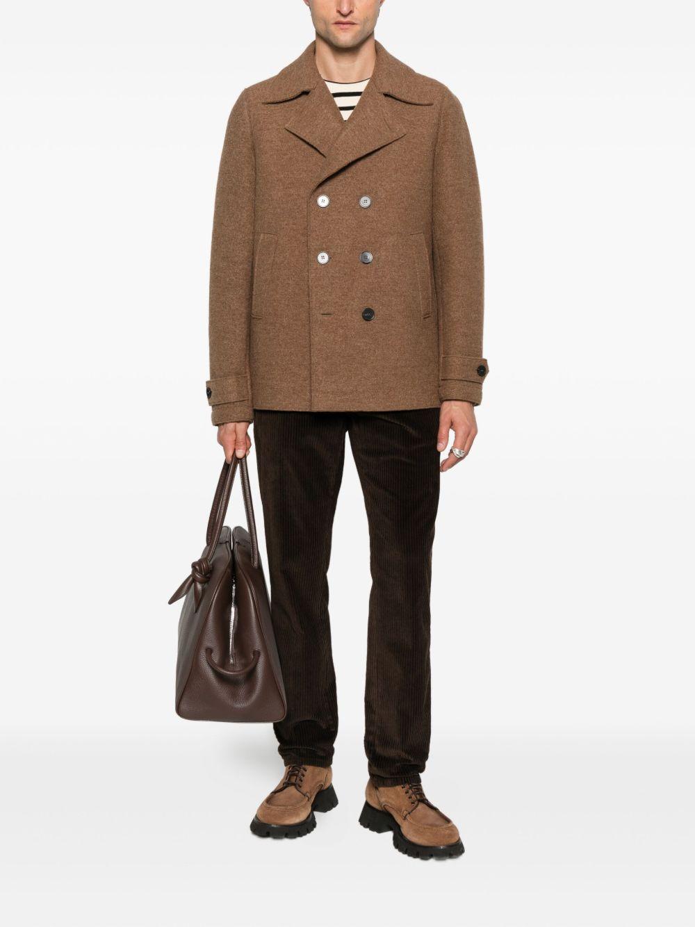 HARRIS WHARF LONDON Cappotto corto doppiopetto in lana marrone