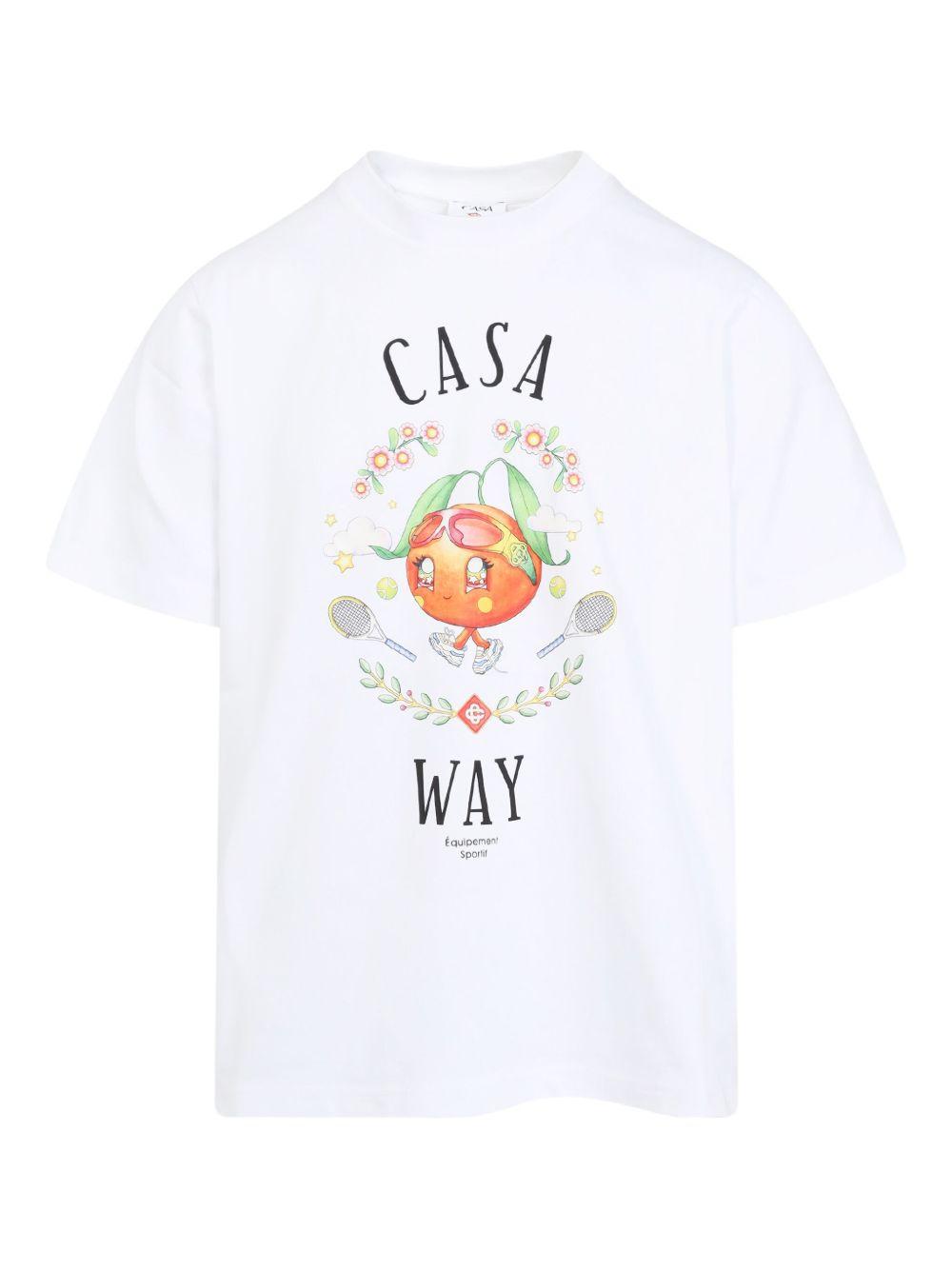 CASABLANCA T-shirt in cotone bianco con stampa grafica