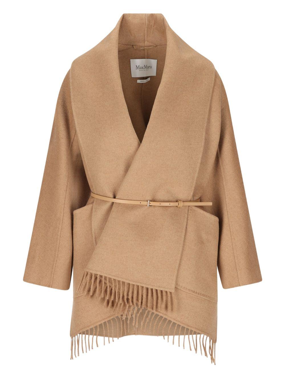 MAX MARA Cappotto corto Abilita beige con sciarpa