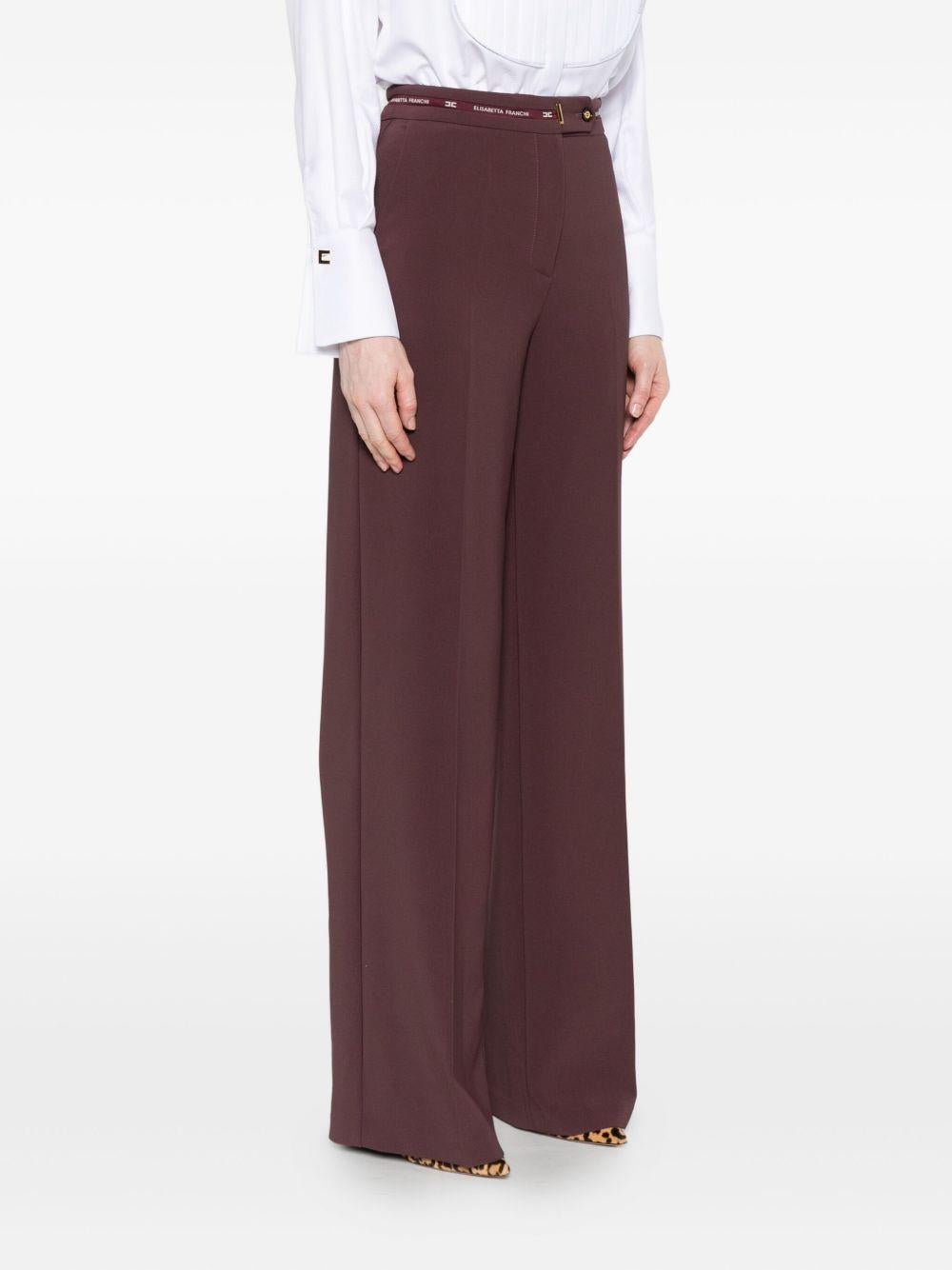 ELISABETTA FRANCHI Pantaloni burgundy a vita alta
