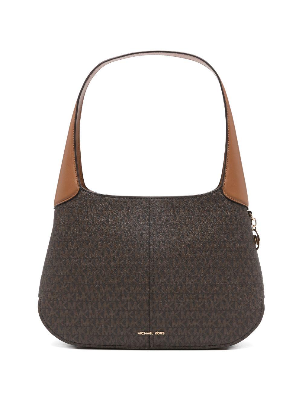 MICHAEL KORS Borsa a spalla 'Alice' marrone con logo all-over