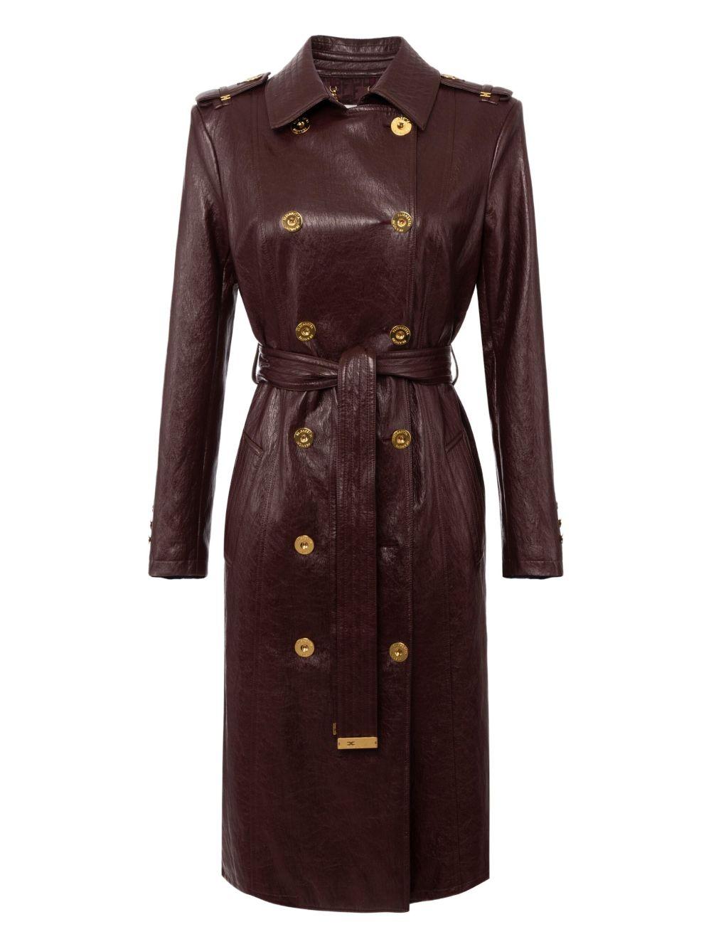 ELISABETTA FRANCHI Trench in pelle borgogna