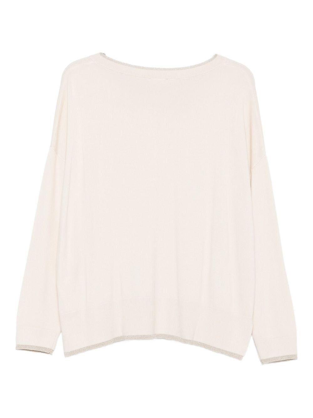 LIUJO Maglia bianco naturale con profili metallizzati