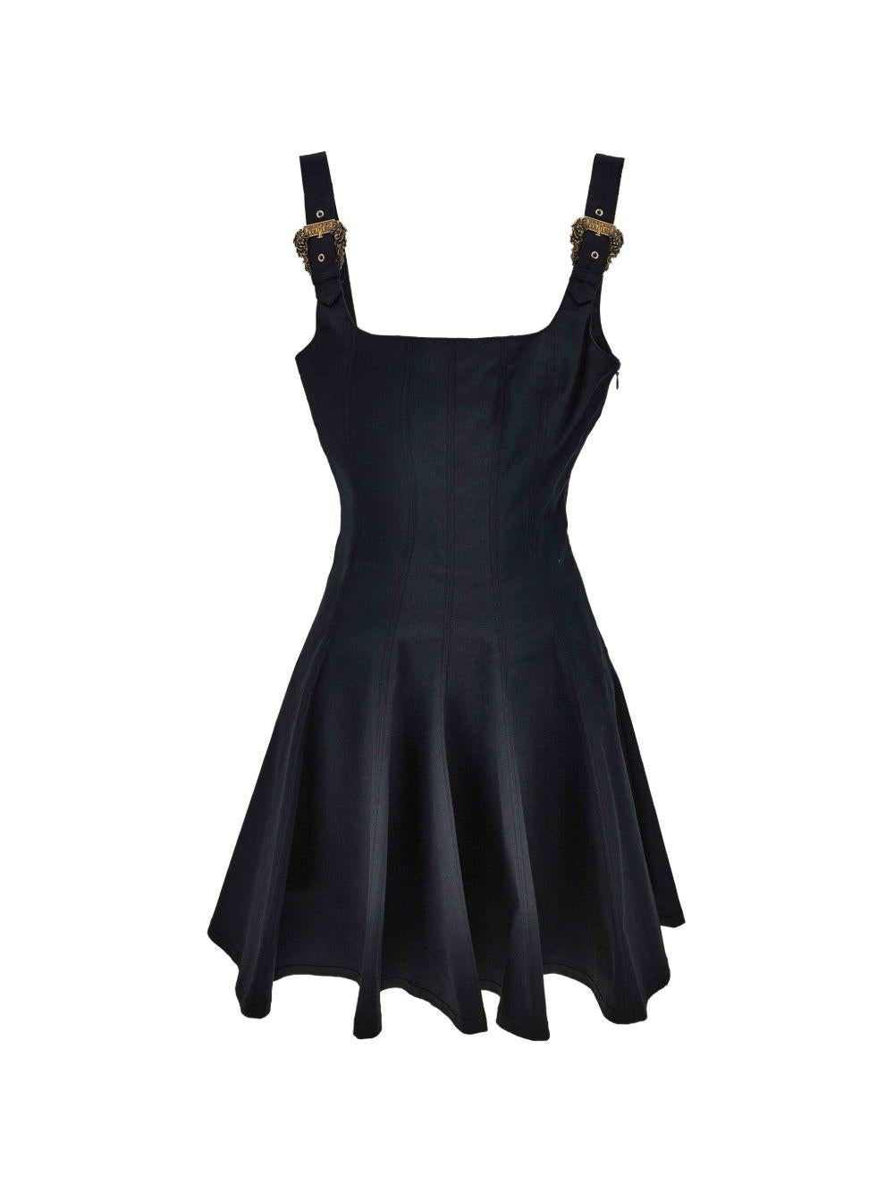VERSACE JEANS COUTURE Abito corto nero con fibbie oro