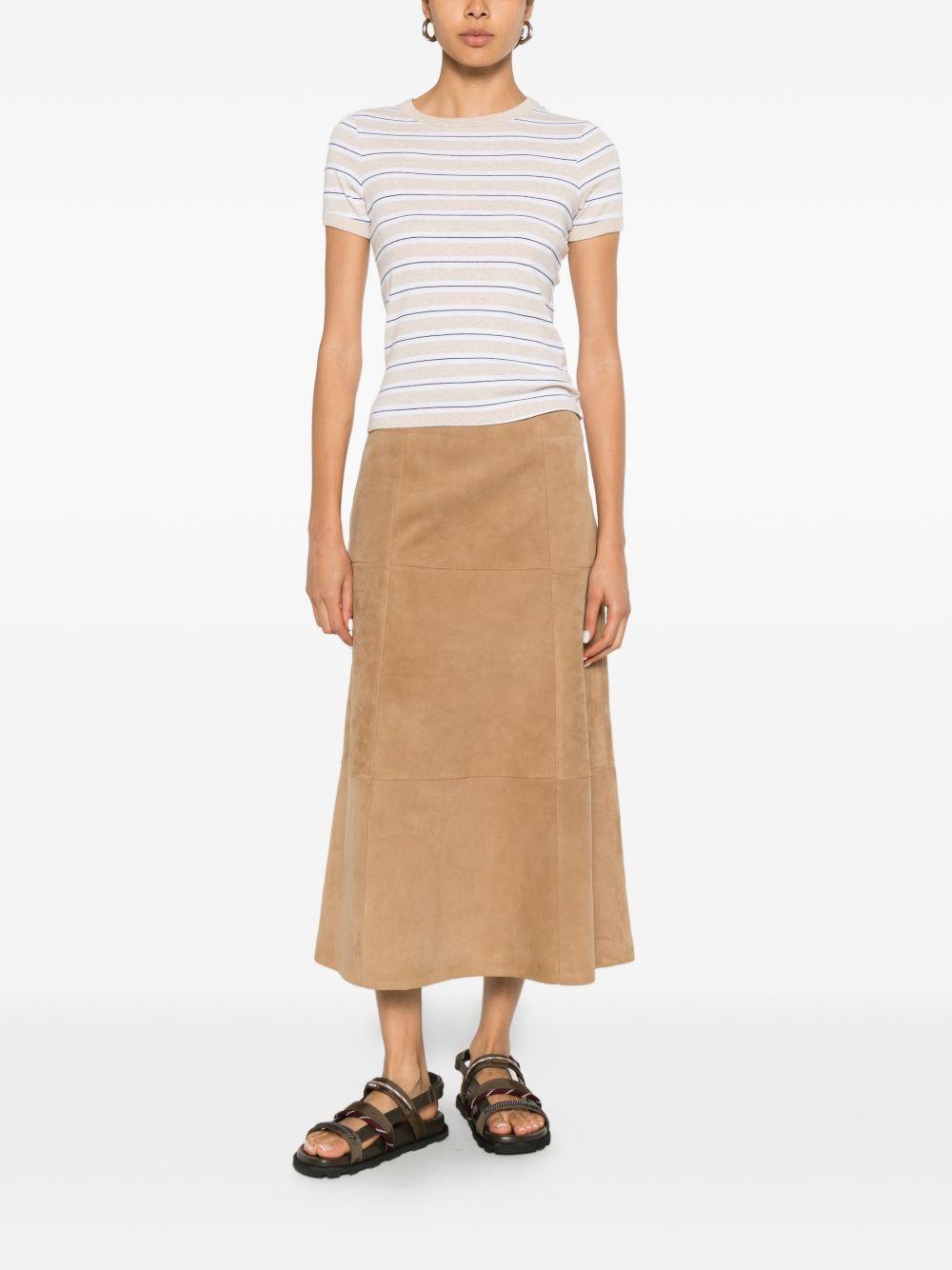 YERSE Gonna midi amore in pelle scamosciata cammello
