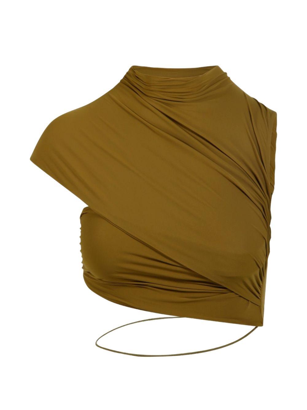 AMAZUIN Top verde militare fasciante