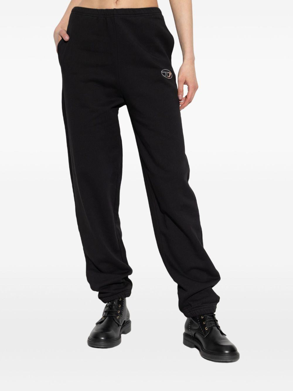 DIESEL Pantaloni tuta in cotone nero con logo