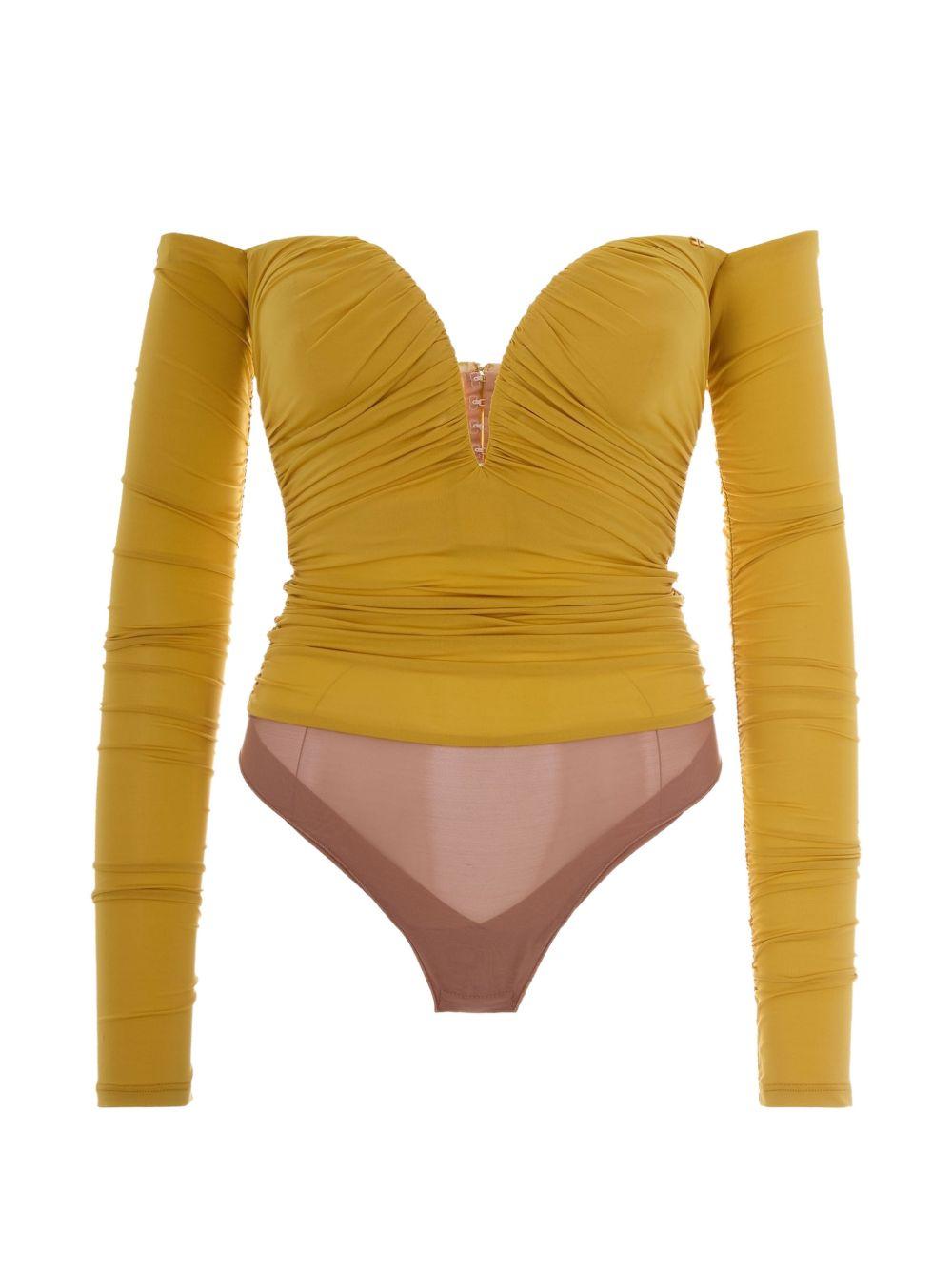 ELISABETTA FRANCHI Body con scollo a cuore e dettagli drappeggiati