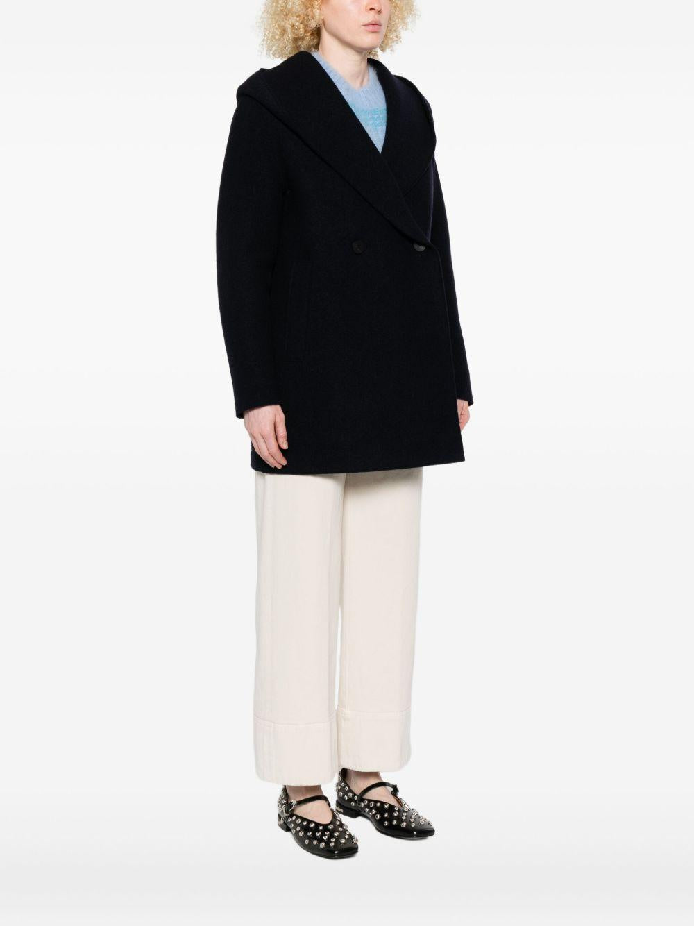 HARRIS WHARF LONDON Cappotto doppiopetto in lana blu