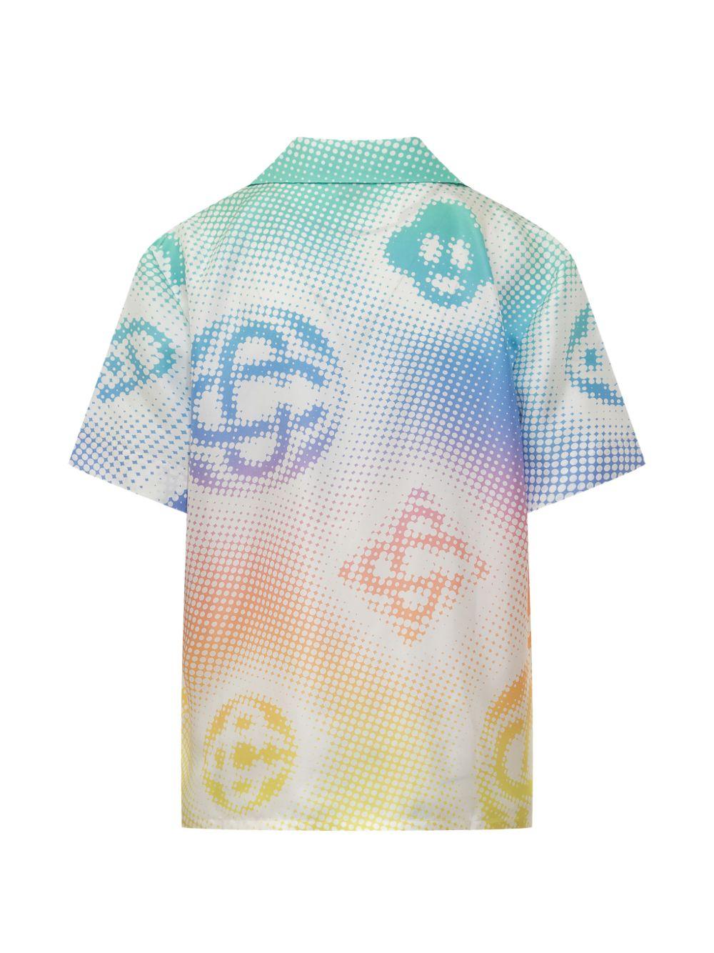 CASABLANCA Camicia con stampa logo all-over in seta multicolore