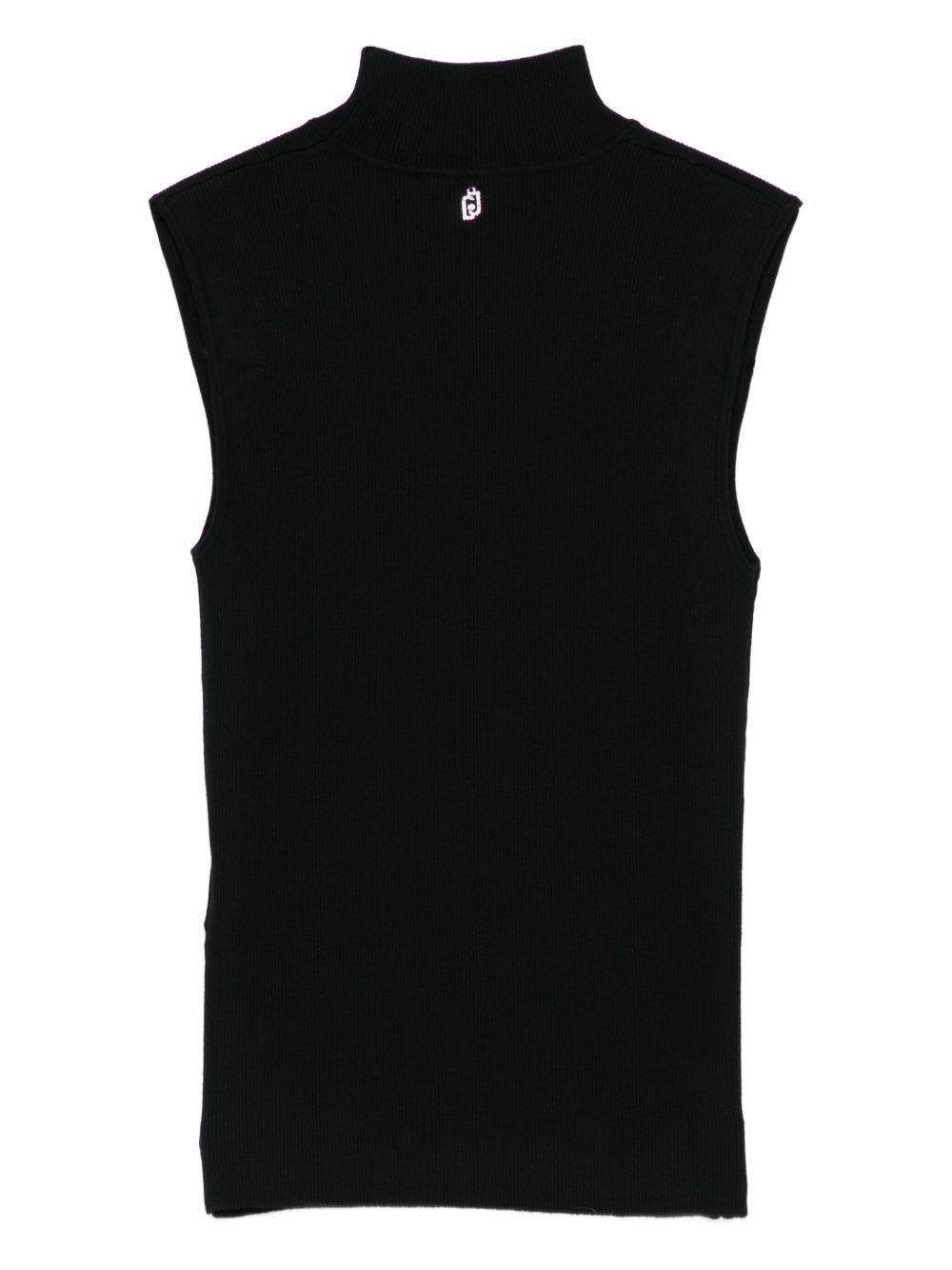 LIUJO Maglia nera a collo alto con cristalli<BR/>